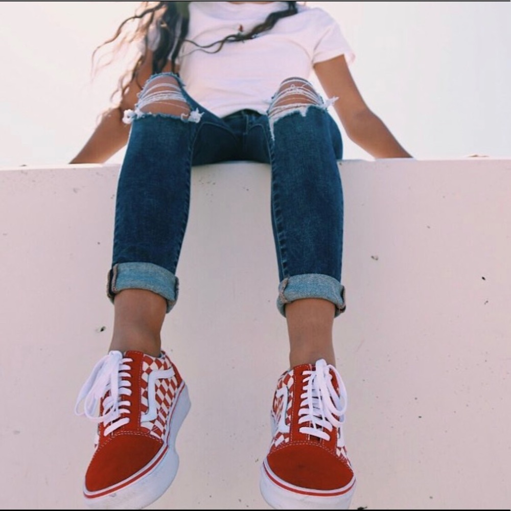 Red Checkered Vans